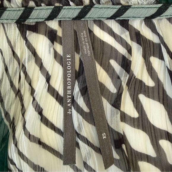 Anthropologie Marais Green Printed Chiffon Maxi Dress Size XS - Picture 10 of 15